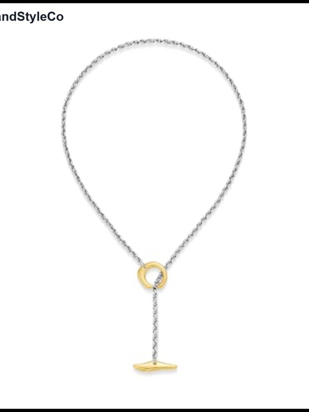Gold Plated Two Tone Necklace OT Clasp Minimalist Dainty Everyday Jewelry Gift